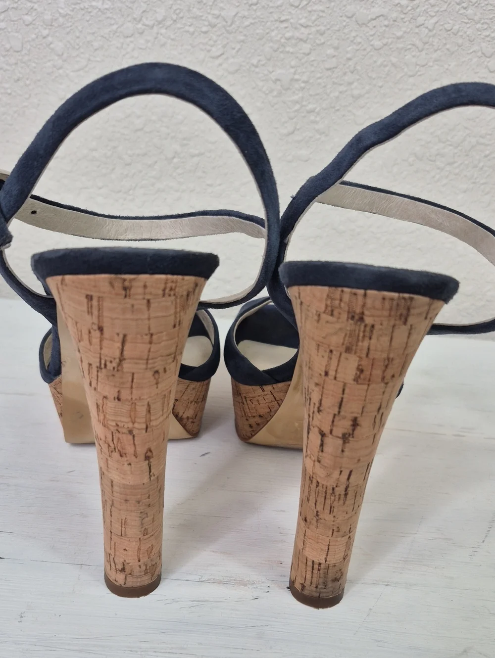 Michael Kors Navy Suede Cork Platform Sandals Women's 10M
